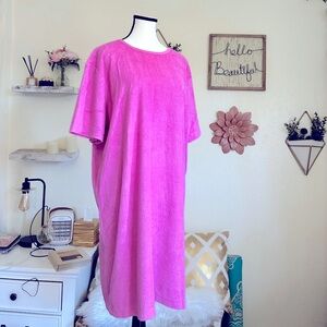 Ralph Lauren Pink Terry Cloth Shirt Dress Size L